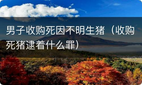 男子收购死因不明生猪（收购死猪逮着什么罪）