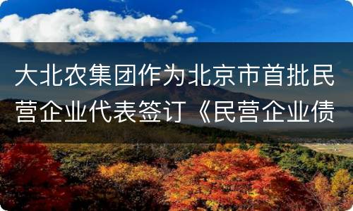 大北农集团作为北京市首批民营企业代表签订《民营企业债券融资支