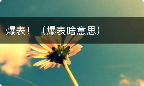 爆表！（爆表啥意思）