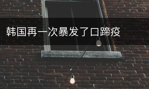韩国再一次暴发了口蹄疫