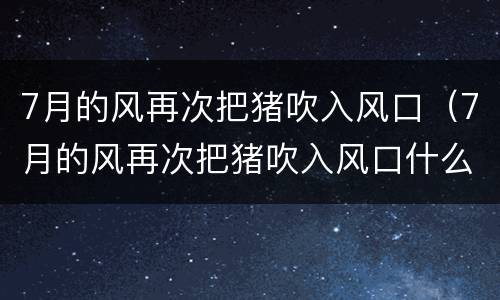7月的风再次把猪吹入风口（7月的风再次把猪吹入风口什么意思）