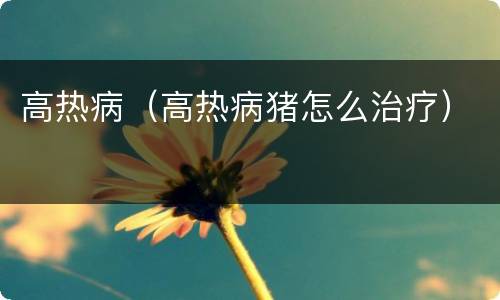 高热病（高热病猪怎么治疗）
