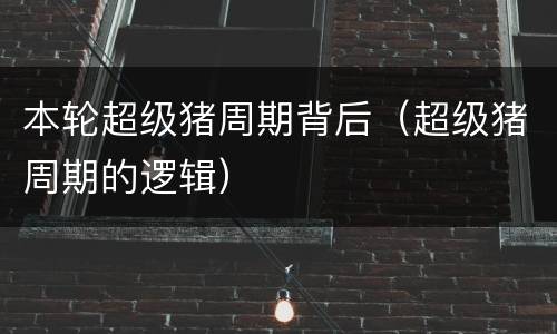 本轮超级猪周期背后（超级猪周期的逻辑）