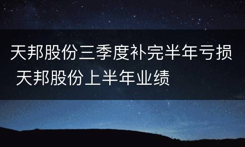 天邦股份三季度补完半年亏损 天邦股份上半年业绩