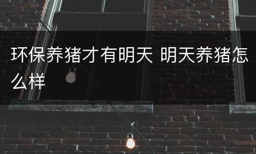 环保养猪才有明天 明天养猪怎么样