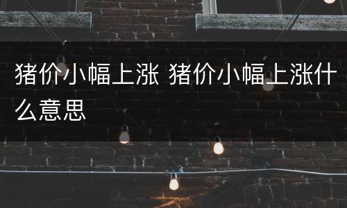 猪价小幅上涨 猪价小幅上涨什么意思