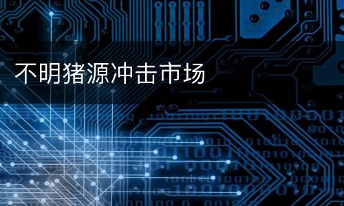 不明猪源冲击市场