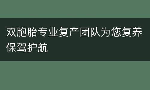双胞胎专业复产团队为您复养保驾护航