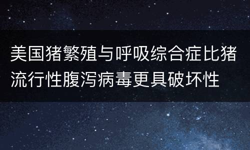 美国猪繁殖与呼吸综合症比猪流行性腹泻病毒更具破坏性