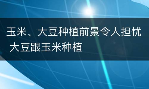 玉米、大豆种植前景令人担忧 大豆跟玉米种植