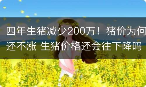 四年生猪减少200万！猪价为何还不涨 生猪价格还会往下降吗