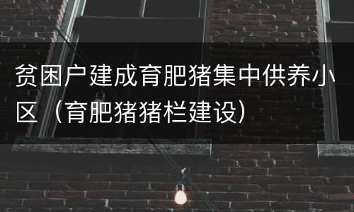 贫困户建成育肥猪集中供养小区（育肥猪猪栏建设）