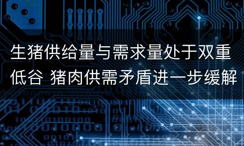 生猪供给量与需求量处于双重低谷 猪肉供需矛盾进一步缓解,生猪存栏一年以来首次回升