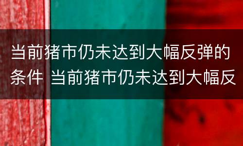 当前猪市仍未达到大幅反弹的条件 当前猪市仍未达到大幅反弹的条件是