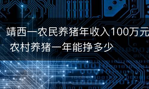 靖西一农民养猪年收入100万元 农村养猪一年能挣多少