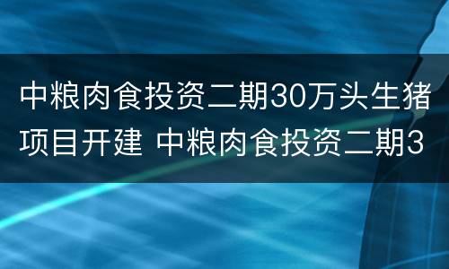 中粮肉食投资二期30万头生猪项目开建 中粮肉食投资二期30万头生猪项目开建了吗