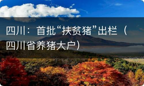 四川：首批“扶贫猪”出栏（四川省养猪大户）