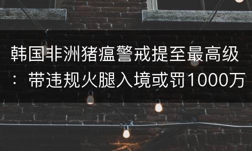 韩国非洲猪瘟警戒提至最高级：带违规火腿入境或罚1000万韩元