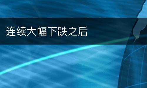 连续大幅下跌之后