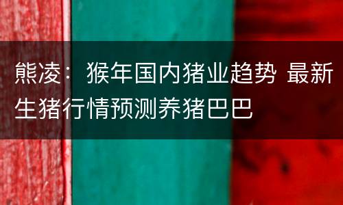 熊凌：猴年国内猪业趋势 最新生猪行情预测养猪巴巴