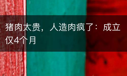 猪肉太贵，人造肉疯了：成立仅4个月