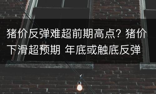 猪价反弹难超前期高点? 猪价下滑超预期 年底或触底反弹