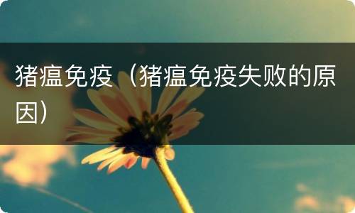 猪瘟免疫（猪瘟免疫失败的原因）