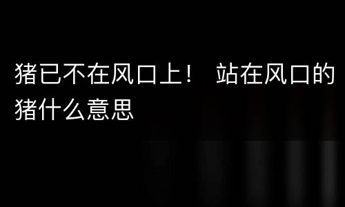 猪已不在风口上！ 站在风口的猪什么意思