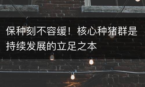 保种刻不容缓！核心种猪群是持续发展的立足之本