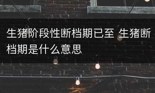 生猪阶段性断档期已至 生猪断档期是什么意思