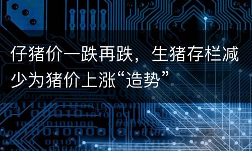 仔猪价一跌再跌，生猪存栏减少为猪价上涨“造势”