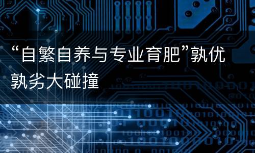 “自繁自养与专业育肥”孰优孰劣大碰撞