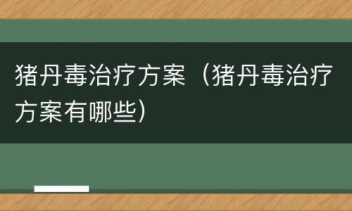 猪丹毒治疗方案（猪丹毒治疗方案有哪些）