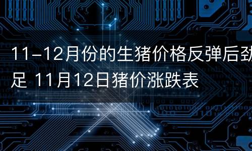 11-12月份的生猪价格反弹后劲足 11月12日猪价涨跌表
