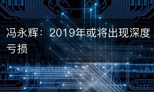 冯永辉：2019年或将出现深度亏损