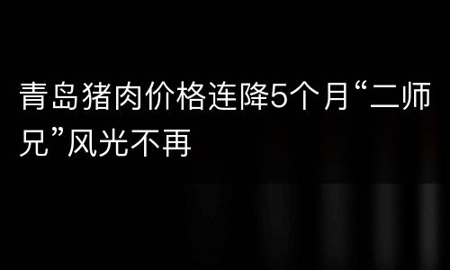青岛猪肉价格连降5个月“二师兄”风光不再