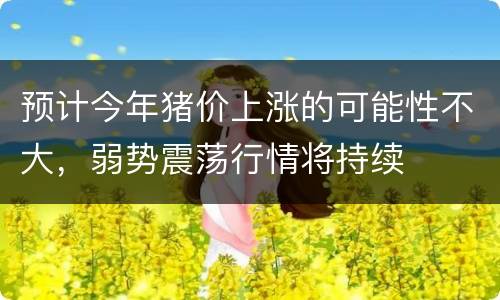 预计今年猪价上涨的可能性不大，弱势震荡行情将持续