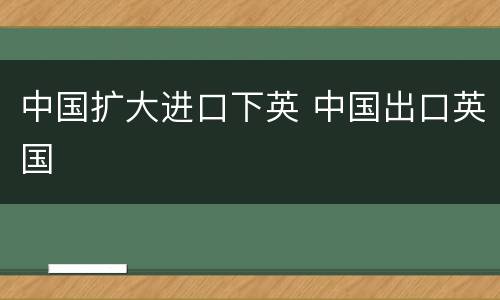 中国扩大进口下英 中国出口英国