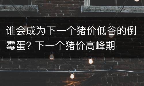 谁会成为下一个猪价低谷的倒霉蛋? 下一个猪价高峰期