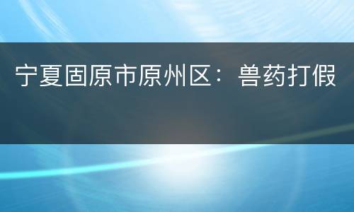 宁夏固原市原州区：兽药打假