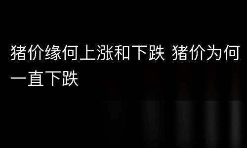 猪价缘何上涨和下跌 猪价为何一直下跌