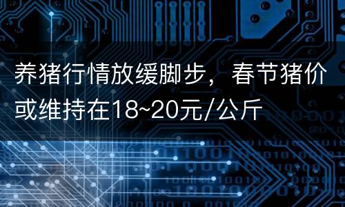 养猪行情放缓脚步，春节猪价或维持在18~20元/公斤