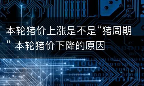 本轮猪价上涨是不是“猪周期” 本轮猪价下降的原因