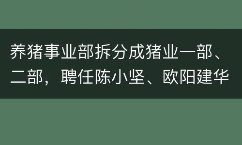 养猪事业部拆分成猪业一部、二部，聘任陈小坚、欧阳建华为集团副