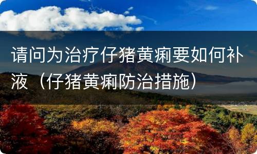 请问为治疗仔猪黄痢要如何补液（仔猪黄痢防治措施）