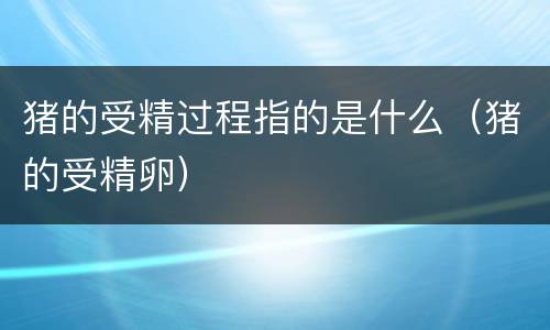 猪的受精过程指的是什么（猪的受精卵）