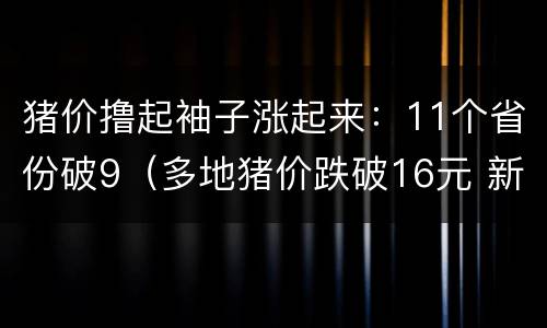 猪价撸起袖子涨起来：11个省份破9（多地猪价跌破16元 新闻）
