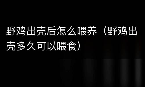 野鸡出壳后怎么喂养（野鸡出壳多久可以喂食）