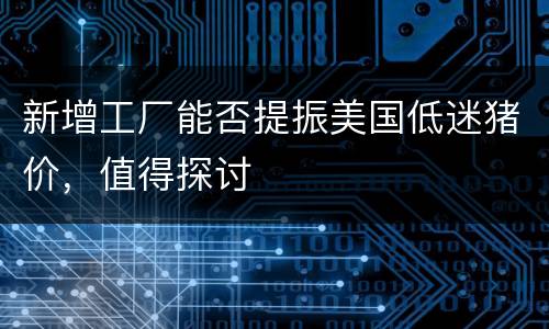 新增工厂能否提振美国低迷猪价，值得探讨