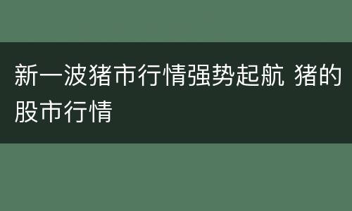 新一波猪市行情强势起航 猪的股市行情